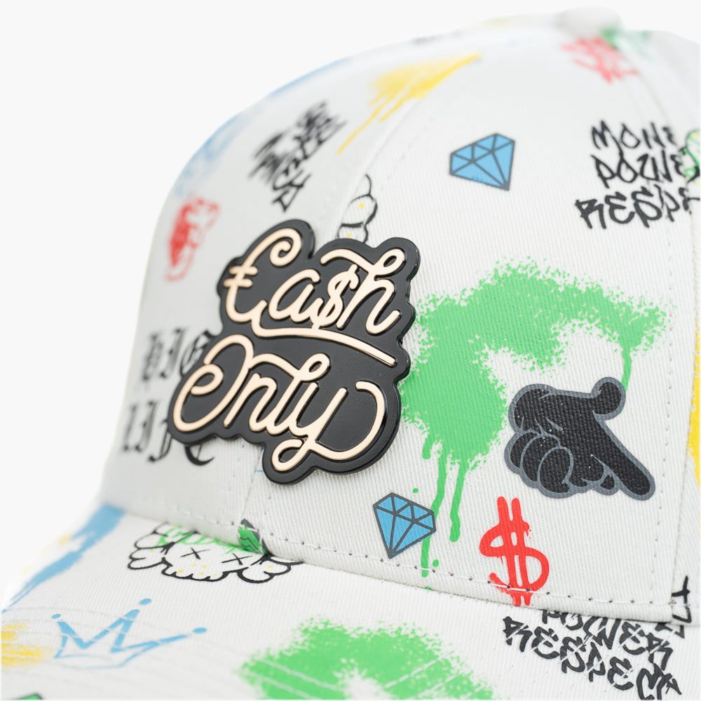 Cash Only Full Print Snap Blanco