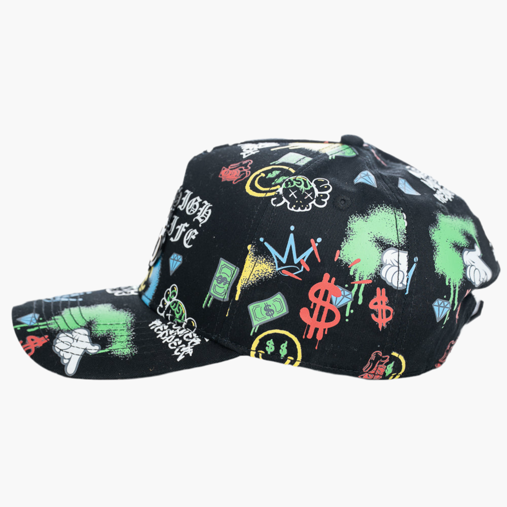Cash Only Full Print Snap Black