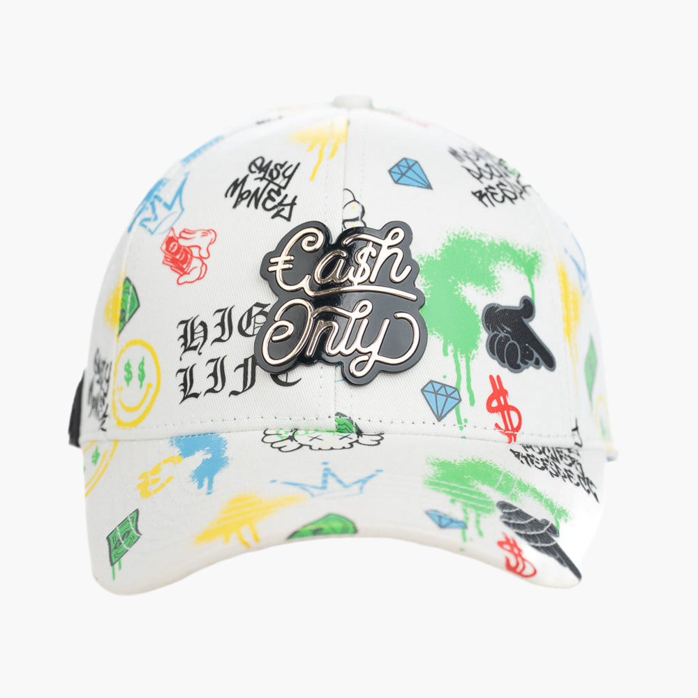 Cash Only Full Print Snap Blanco